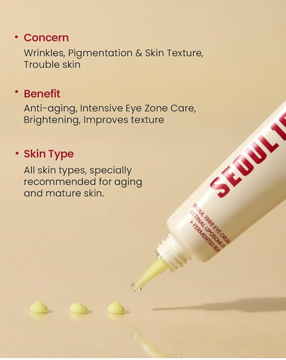 KSECRET SEOUL 1988 Eye Cream : Retinal Liposome 4% + Fermented Bean, wrinkle care, anti-aging, skin elasticity, pigmentation, retinol, 30ml/1.01 fl.oz.