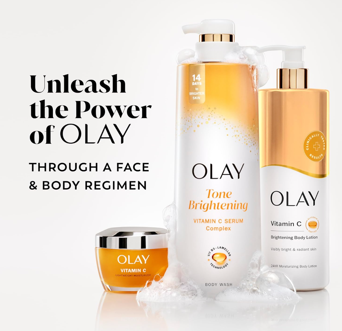 Olay Body Wash for Women, Tone Brightening Exfoliation, Vitamin C Serum  20 fl oz