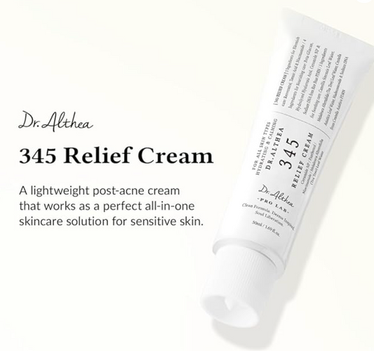 Dr.Althea 345 Relief Cream | Moisturizer for Soothing Recovery and Blemish Care with Tea Tree Leaf Water & Niacinamide | Korean Vegan Skin Care for All Skin Types, 1.69 Fl Oz (Ver.2 - Pack of 1)