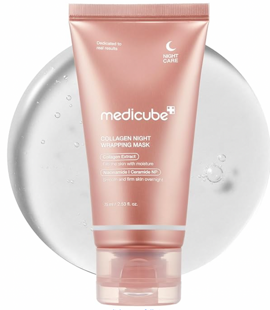Medicube Collagen Overnight Wrapping Peel Off Facial Mask Pack - Elasticity & Hydration Care, Reduces Sagging & Dullness - Hydrolyzed Collagen For Glowing Skin - Korean Skin Care, 2.53 fl.oz