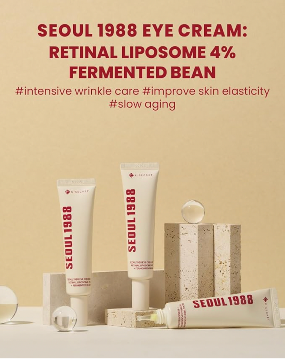 KSECRET SEOUL 1988 Eye Cream : Retinal Liposome 4% + Fermented Bean, wrinkle care, anti-aging, skin elasticity, pigmentation, retinol, 30ml/1.01 fl.oz.