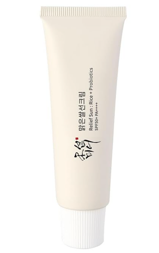 Relief Sun Organic sunscreen SPF50,+++++PA++ Rice and Probiotics | Korean Skin Care Solution for All Skin Types | Nourishing Skin Protection and UV Defense 50ml (1PCS)